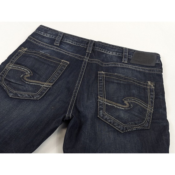 Silver Jeans Mens Zac 38x34 Straight Dark Wash Embroidery - Picture 4 of 11